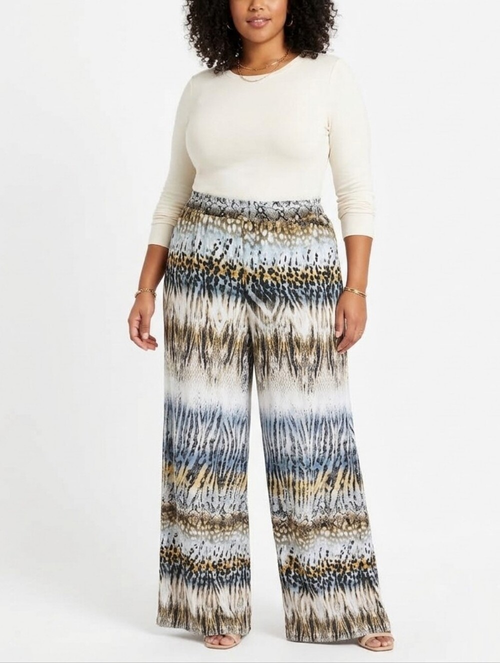 Cato C Est. 1946 Snake & Animal Print Wide Leg Pull-On Pants 22/24WP